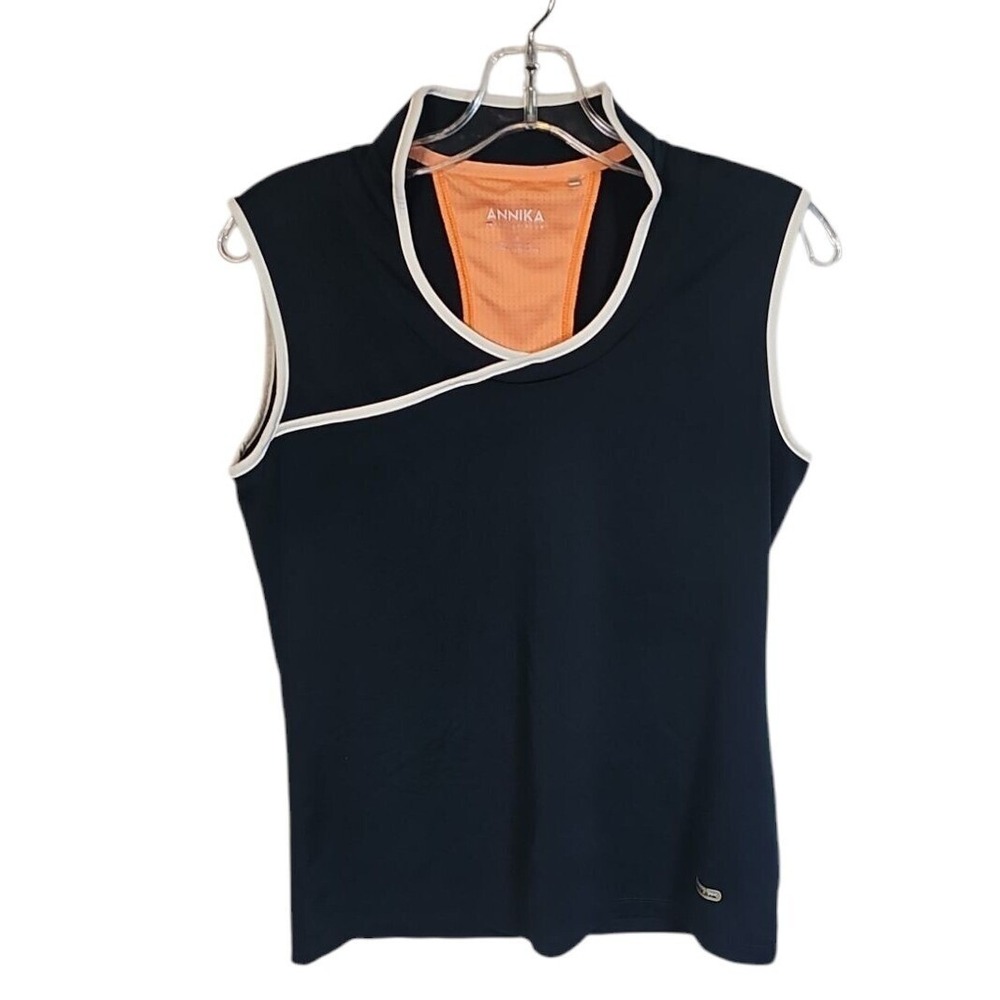 Annika Golf Tank Top Sleeveless Mock Neck Athletic Activewear Black‎ Small EUC